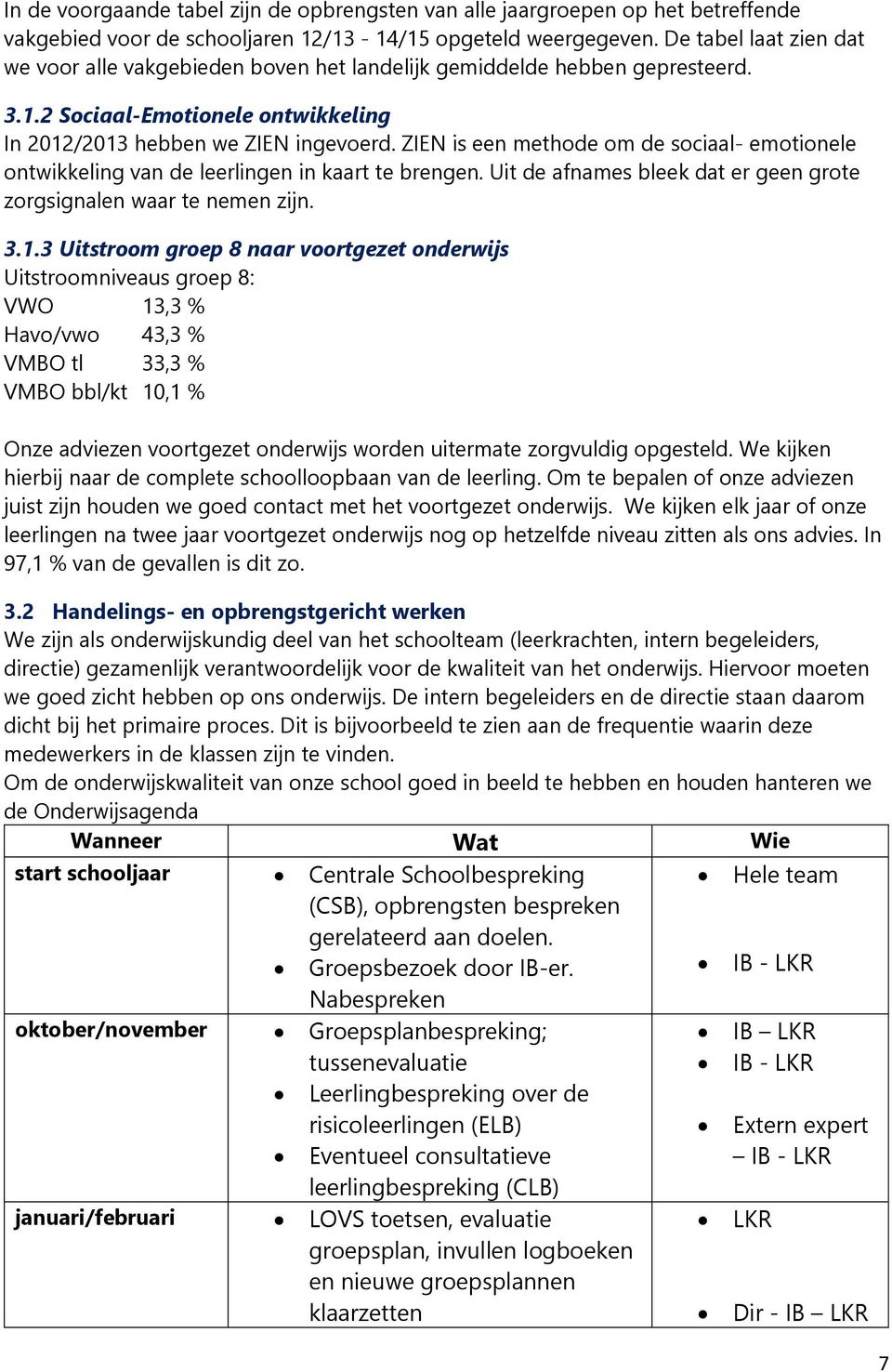 ZIEN is een methode om de sociaal- emotionele ontwikkeling van de leerlingen in kaart te brengen. Uit de afnames bleek dat er geen grote zorgsignalen waar te nemen zijn. 3.1.