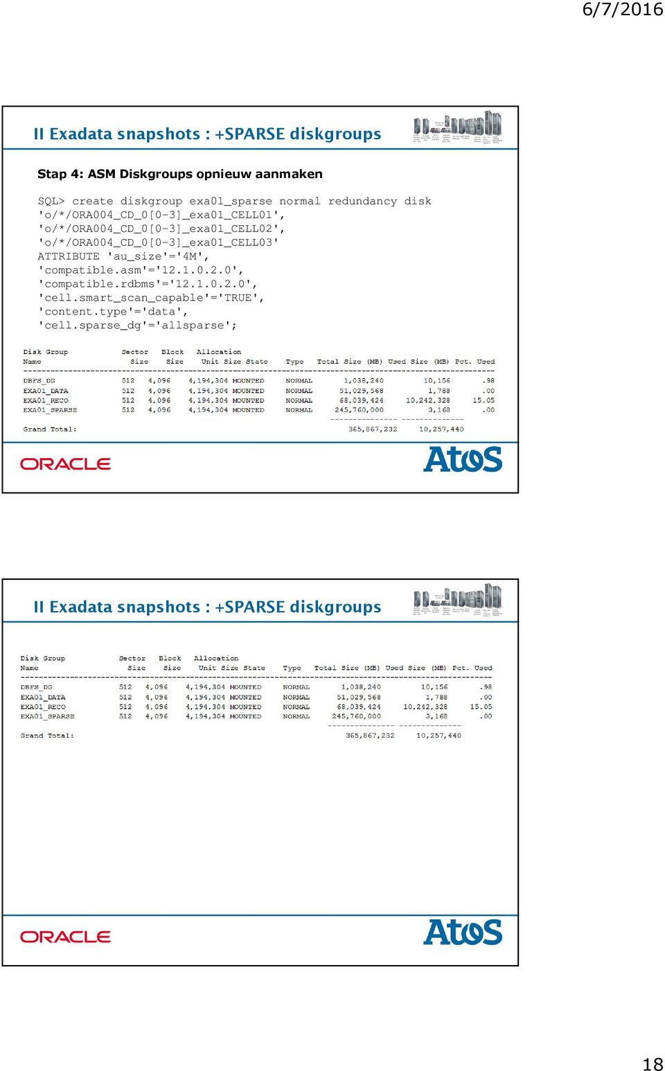 'o/*/ora004_cd_0[0-3]_exa01_cell03' ATTRIBUTE 'au_size'='4m', 'compatible.asm'='12.1.0.2.0', 'compatible.rdbms'='12.1.0.2.0', 'cell.