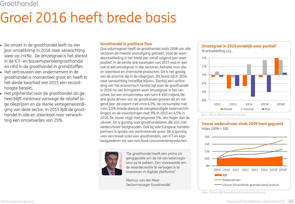 Het vertrouwen van ondernemers in de groothandel is momenteel groot en heeft in het derde kwartaal van 2015 een recordhoogte bereikt.