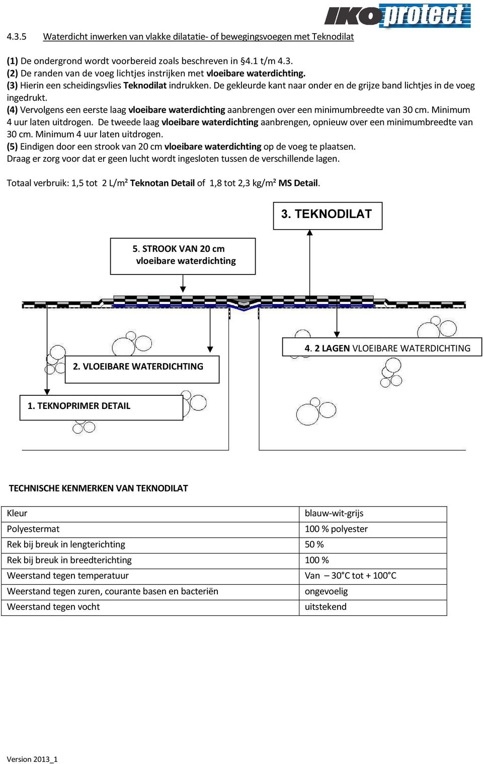 (4) Vervolgens een eerste laag vloeibare waterdichting aanbrengen over een minimumbreedte van 30 cm. Minimum 4 uur laten uitdrogen.