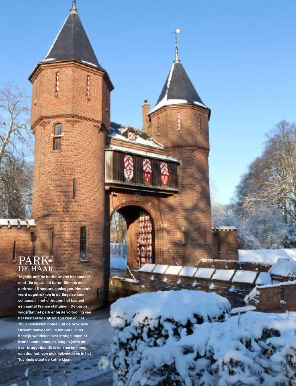 De baron wilde dat het park er bij de voltooiing van het kasteel bosrijk uit zou zien en liet 7000 volwassen bomen uit de provincie Utrecht