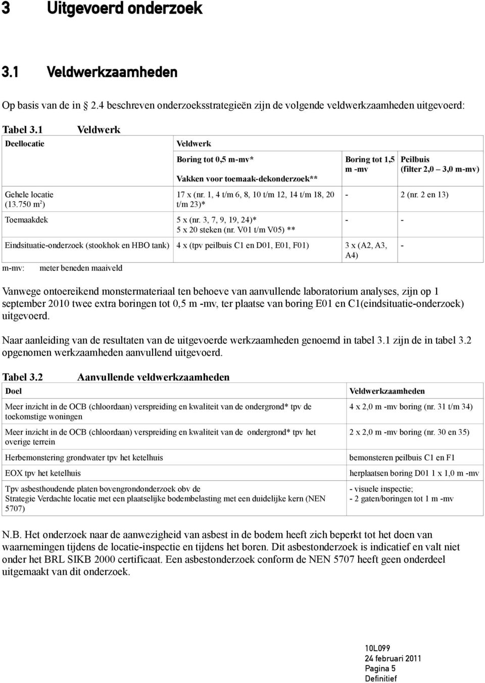 1, 4 t/m 6, 8, 1 t/m 12, 14 t/m 18, 2 t/m 23)* Toemaakdek 5 x (nr. 3, 7, 9, 19, 24)* 5 x 2 steken (nr. V1 t/m V5) ** - 2 (nr.