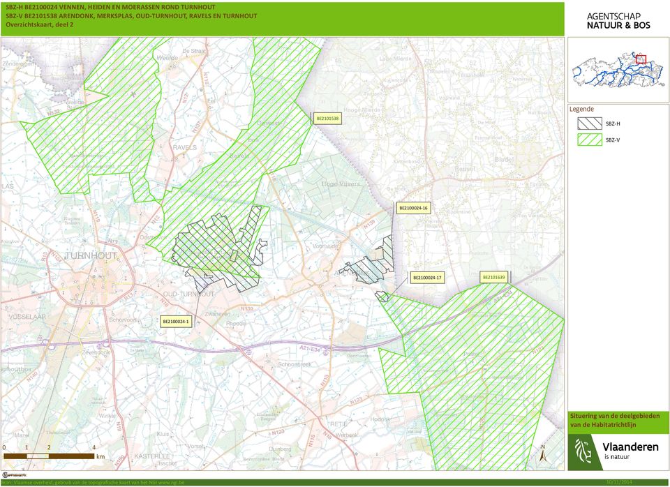 SBZ-V BE2100024-16 BE2100024-17 BE2101639 BE2100024-1 Situering van de deelgebieden van de