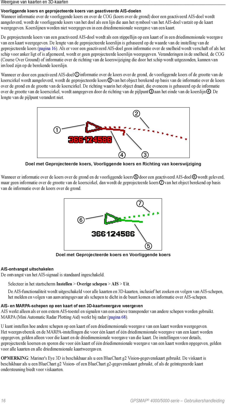 Koerslijnen worden niet weergegeven in een driedimensionale weergave van een kaart.