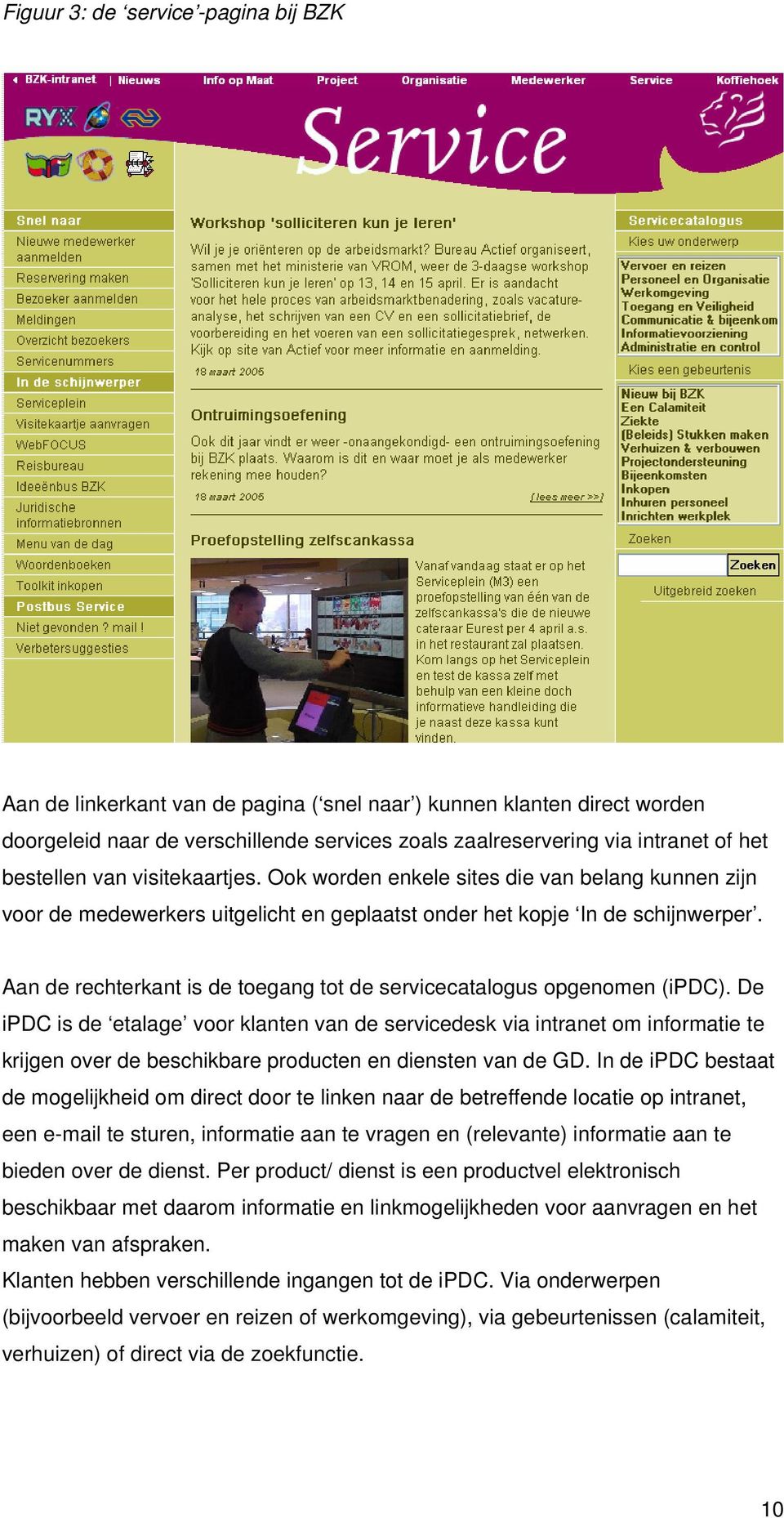 Aan de rechterkant is de toegang tot de servicecatalogus opgenomen (ipdc).