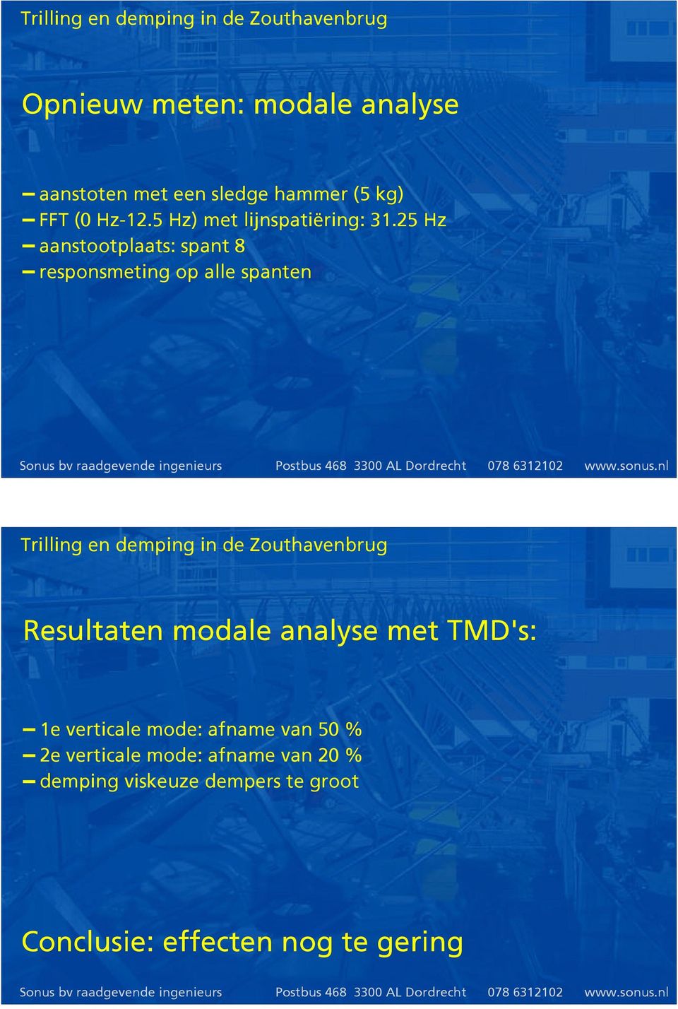 25 Hz aanstootplaats: spant 8 responsmeting op alle spanten Resultaten modale analyse