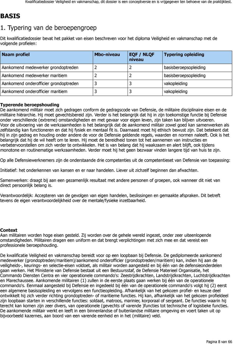 niveau Typering opleiding Aankomend medewerker grondoptreden 2 2 basisberoepsopleiding Aankomend medewerker maritiem 2 2 basisberoepsopleiding Aankomend onderofficier grondoptreden 3 3 vakopleiding