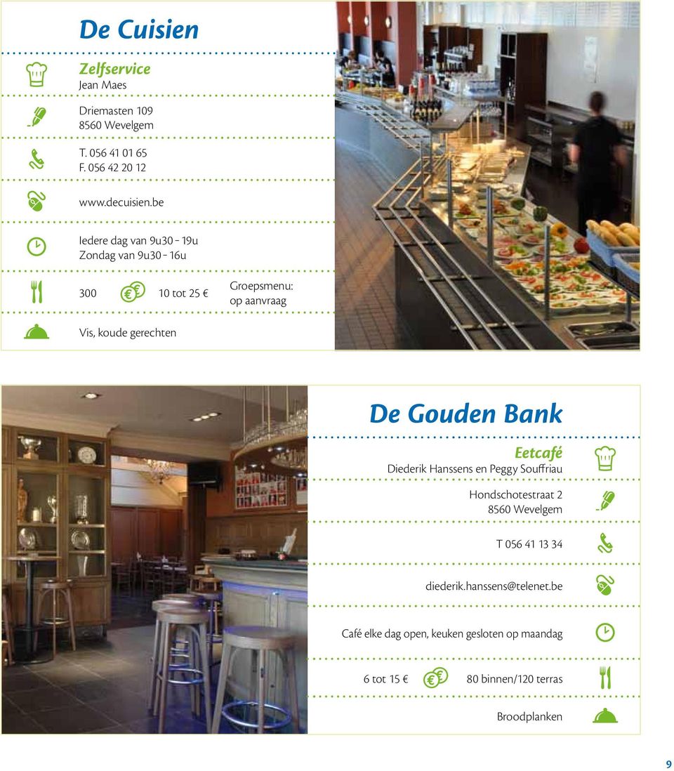 gerechten De Gouden Bank Eetcafé Diederik Hanssens en Peggy Souffriau Hondschotestraat 2 T 056 41 13 34