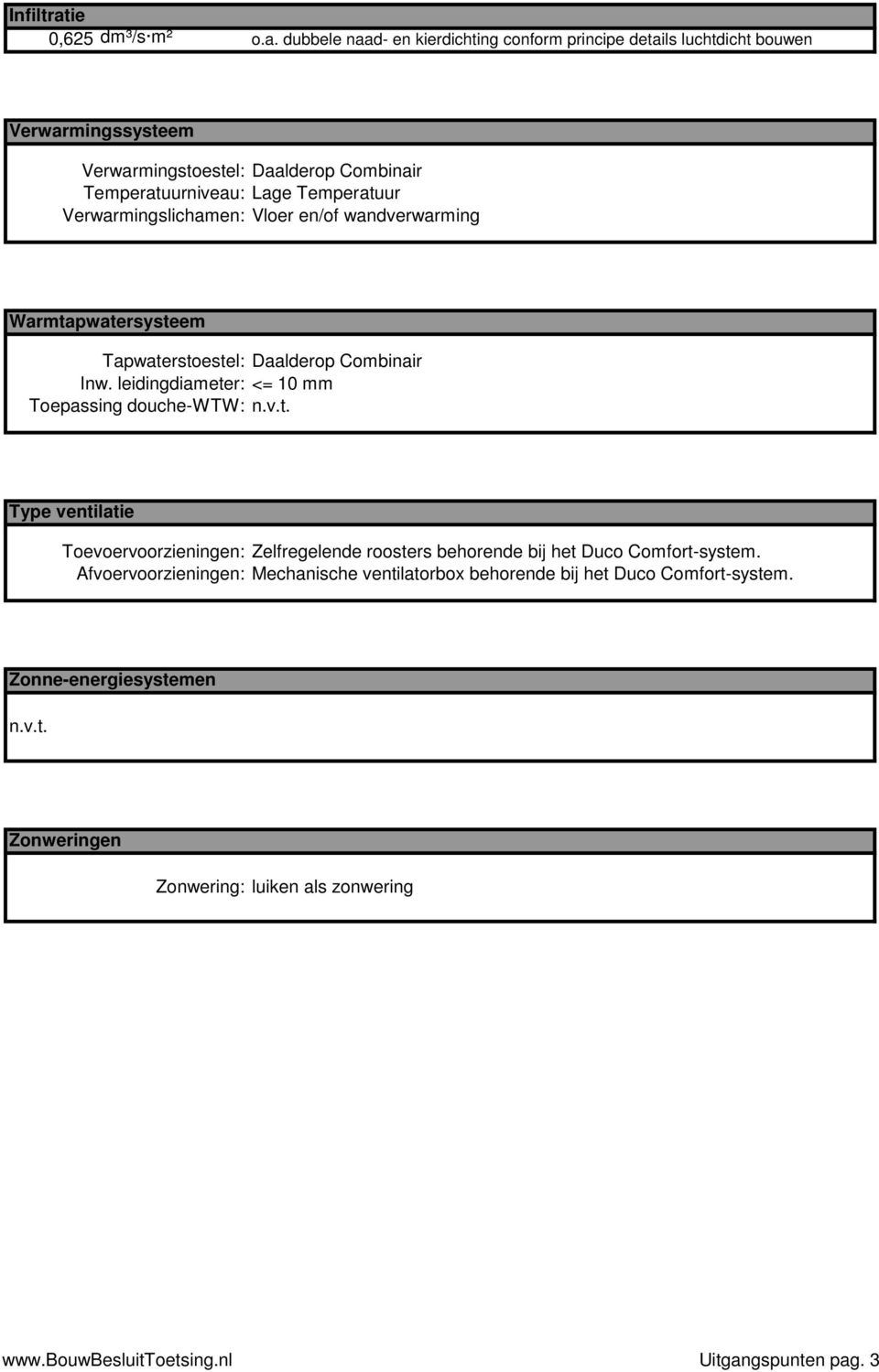 dubbele naad- en kierdichting conform principe details luchtdicht bouwen Verwarmingssysteem Verwarmingstoestel: Temperatuurniveau: Verwarmingslichamen: Daalderop