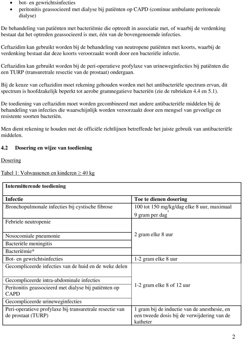 Ceftazidim kan gebruikt worden bij de behandeling van neutropene patiënten met koorts, waarbij de verdenking bestaat dat deze koorts veroorzaakt wordt door een bacteriële infectie.