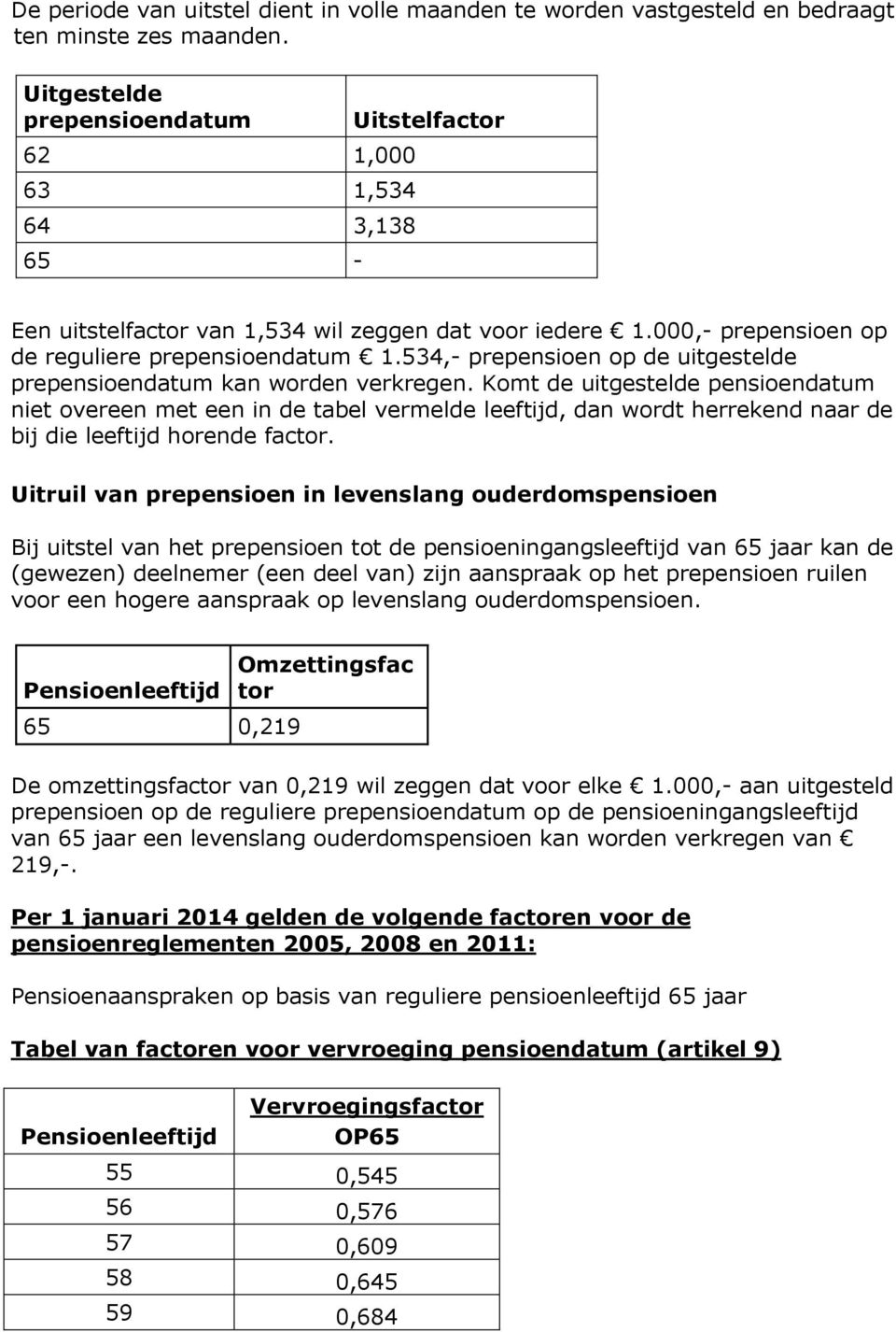 534,- prepensioen op de uitgestelde prepensioendatum kan wden verkregen.