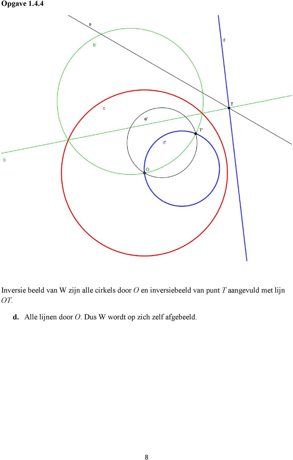 door O en inversiebeeld van punt T