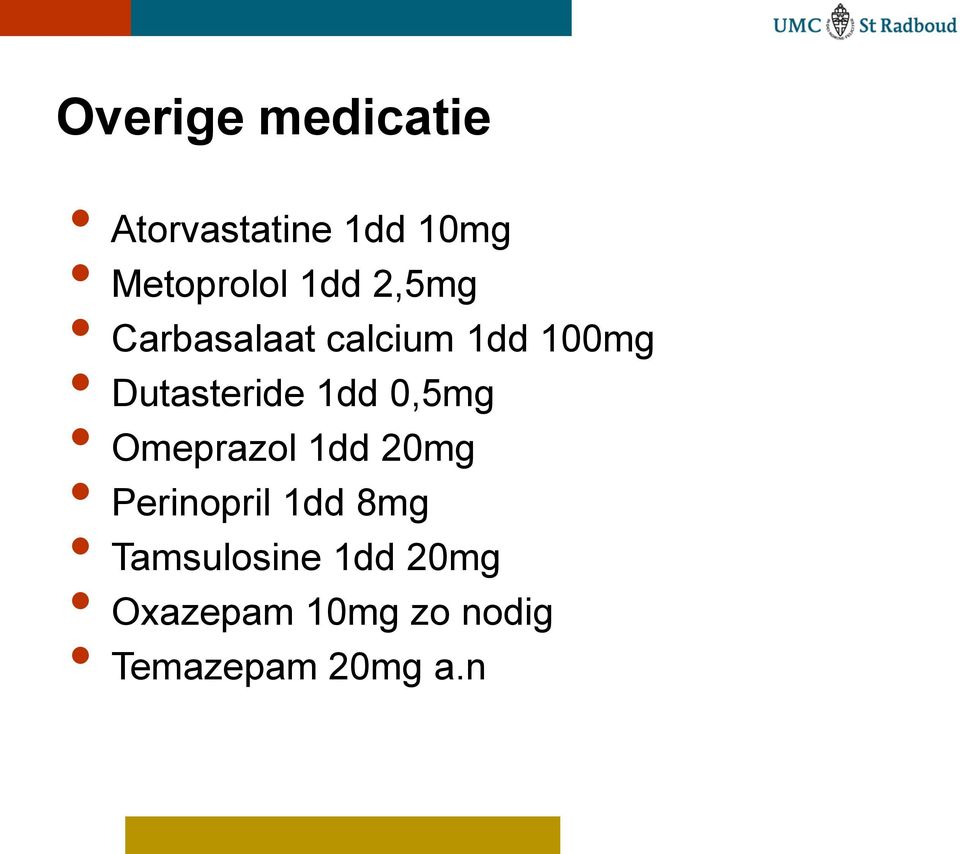 1dd 0,5mg Omeprazol 1dd 20mg Perinopril 1dd 8mg