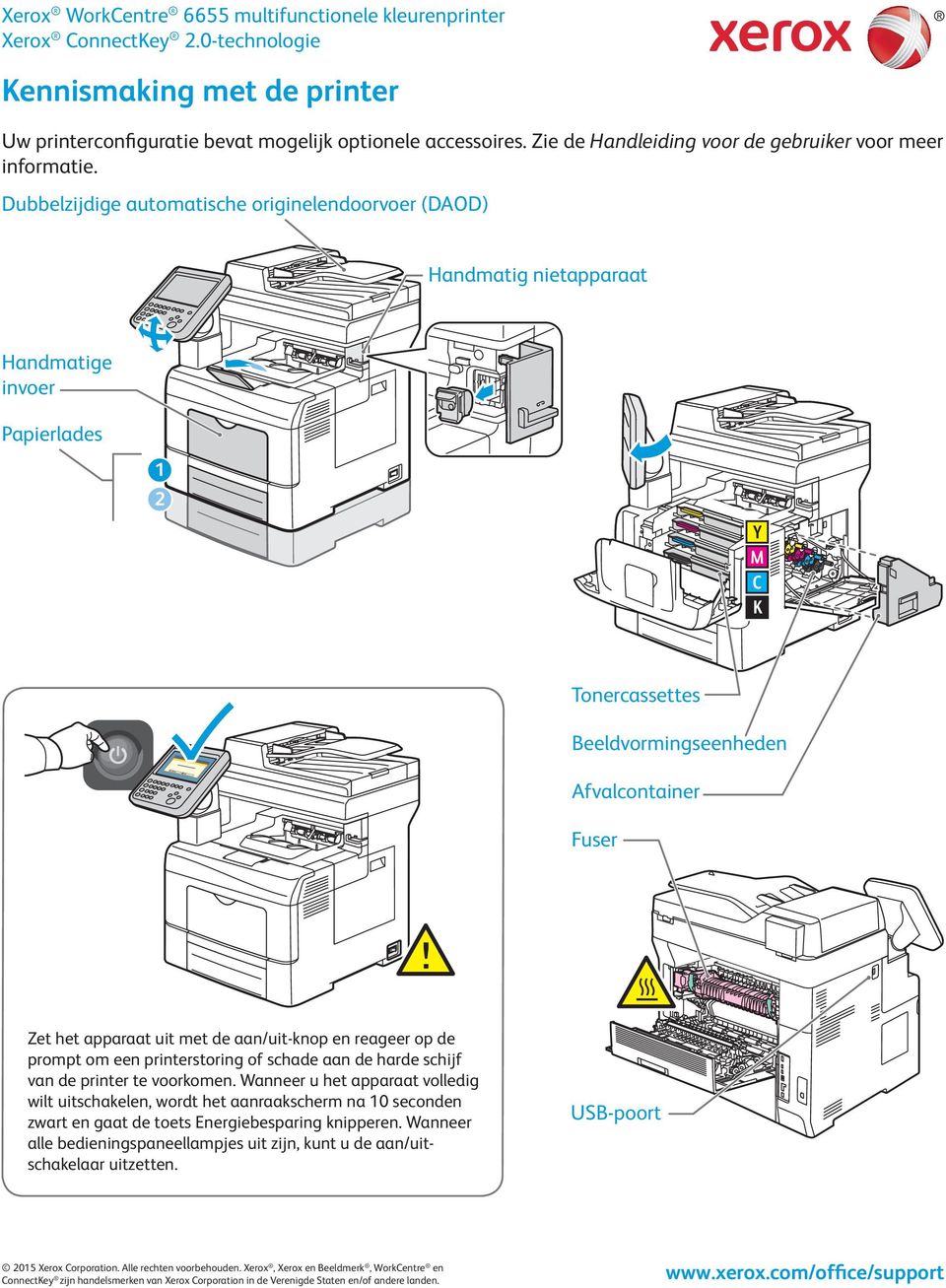 aan/uit-knop en reageer op de prompt om een printerstoring of schade aan de harde schijf van de printer te voorkomen.