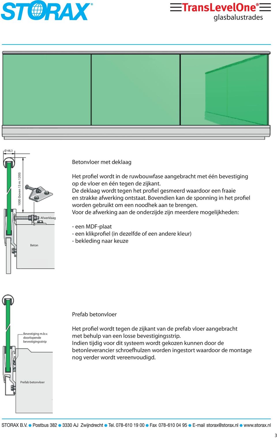 Voor de afwerking aan de onderzijde zijn meerdere mogelijkheden: - een MDF-plaat - een klikprofiel (in dezelfde of een andere kleur) - bekleding naar keuze Prefab betonvl