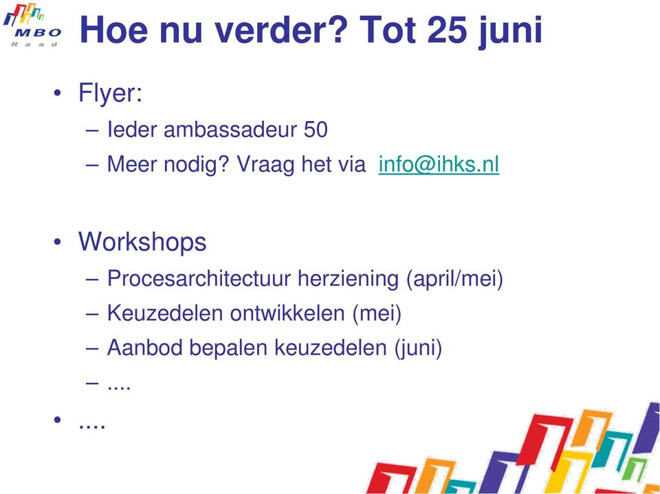 Vraag het via info@ihks.nl Workshops.