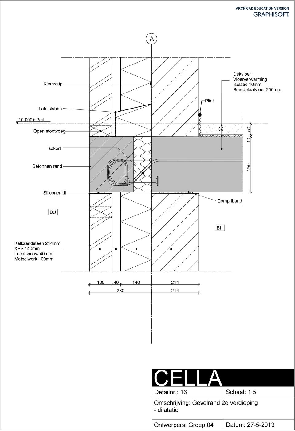 000+ Peil Open stootvoeg Isokorf Betonnen rand Compriband Kalkzandsteen 214mm