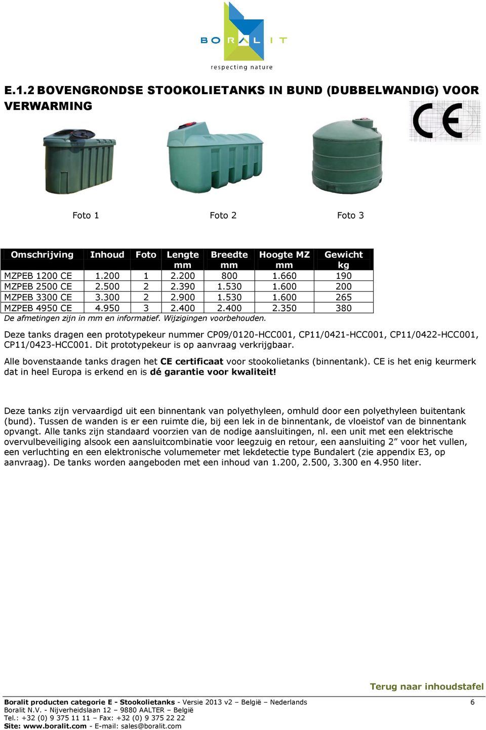 Wijzigingen voorbehouden. Deze tanks dragen een prototypekeur nuer CP09/0120-HCC001, CP11/0421-HCC001, CP11/0422-HCC001, CP11/0423-HCC001. Dit prototypekeur is op aanvraag verkrijgbaar.