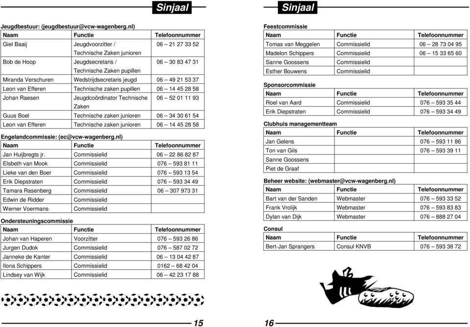 53 37 Leon van Efferen Technische zaken pupillen 06 14 45 28 58 Johan Raesen Jeugdcoördinator Technische 06 52 01 11 93 Zaken Guus Boel Technische zaken junioren 06 34 30 61 54 Leon van Efferen