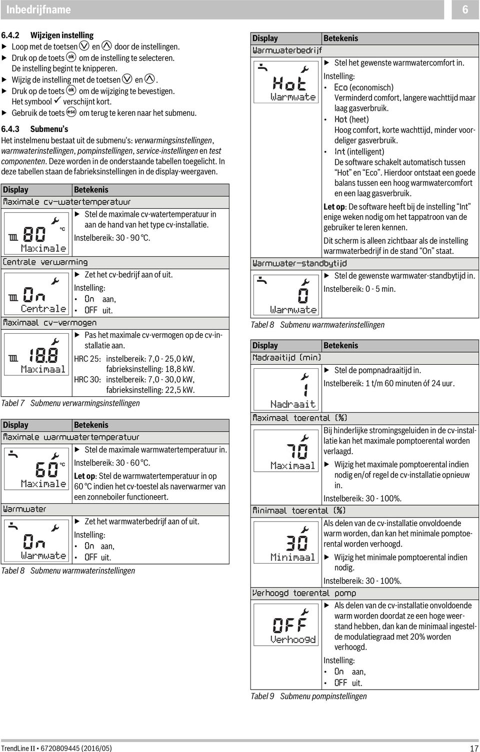 Submenu s Het instelmenu bestaat uit de submenu s: verwarmingsinstellingen, warmwaterinstellingen, pompinstellingen, service-instellingen en test componenten.