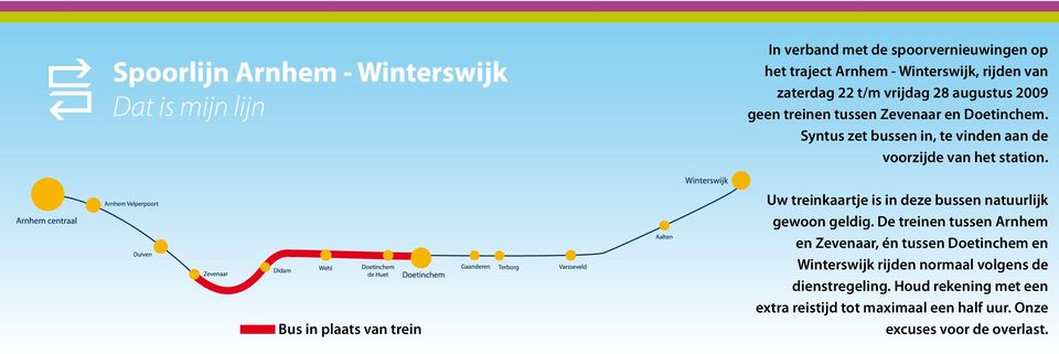 Bus in plaats van trein Uw treinkaartje is in deze bussen natuurlijk gewoon geldig.