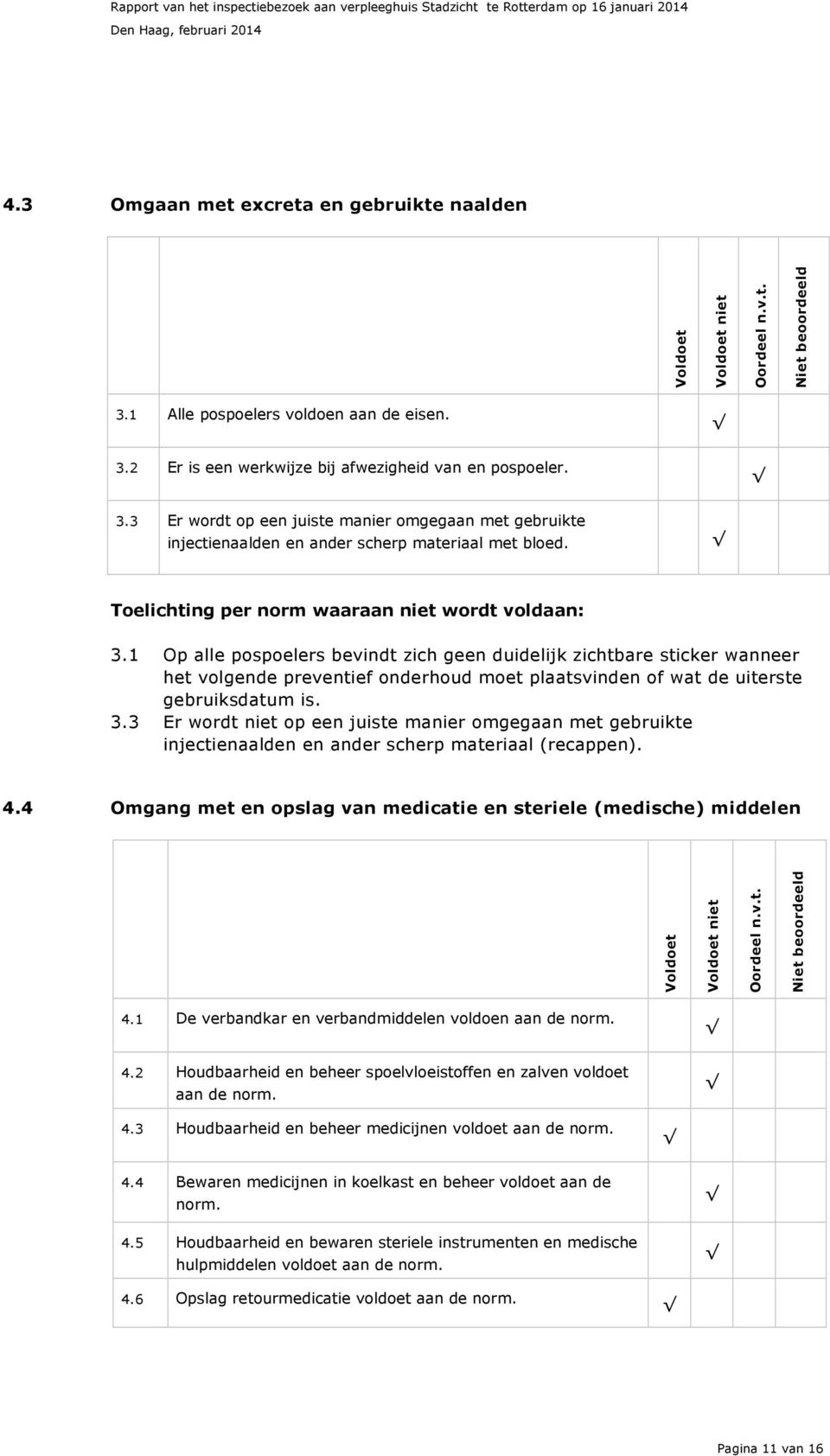 3 Er wordt niet op een juiste manier omgegaan met gebruikte injectienaalden en ander scherp materiaal (recappen). 4.4 Omgang met en opslag van medicatie en steriele (medische) middelen 4.