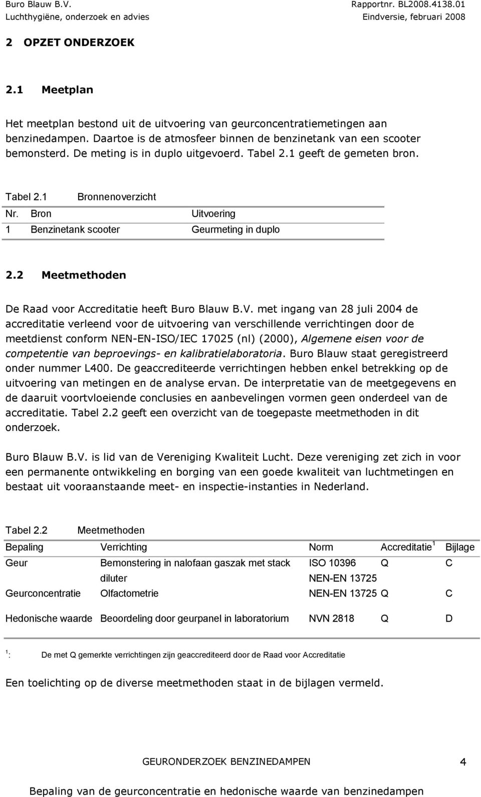 2 Meetmethoden De Raad voor Accreditatie heeft Buro Blauw B.V.