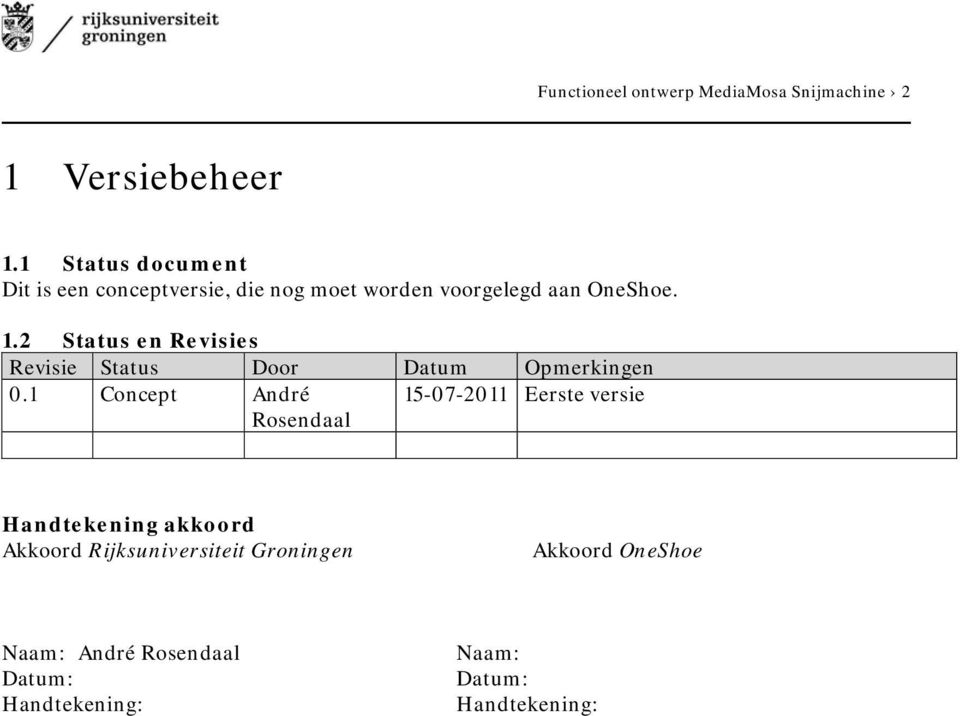 2 Status en Revisies Revisie Status Door Datum Opmerkingen 0.