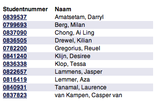 Groepslijst maken INTERNE