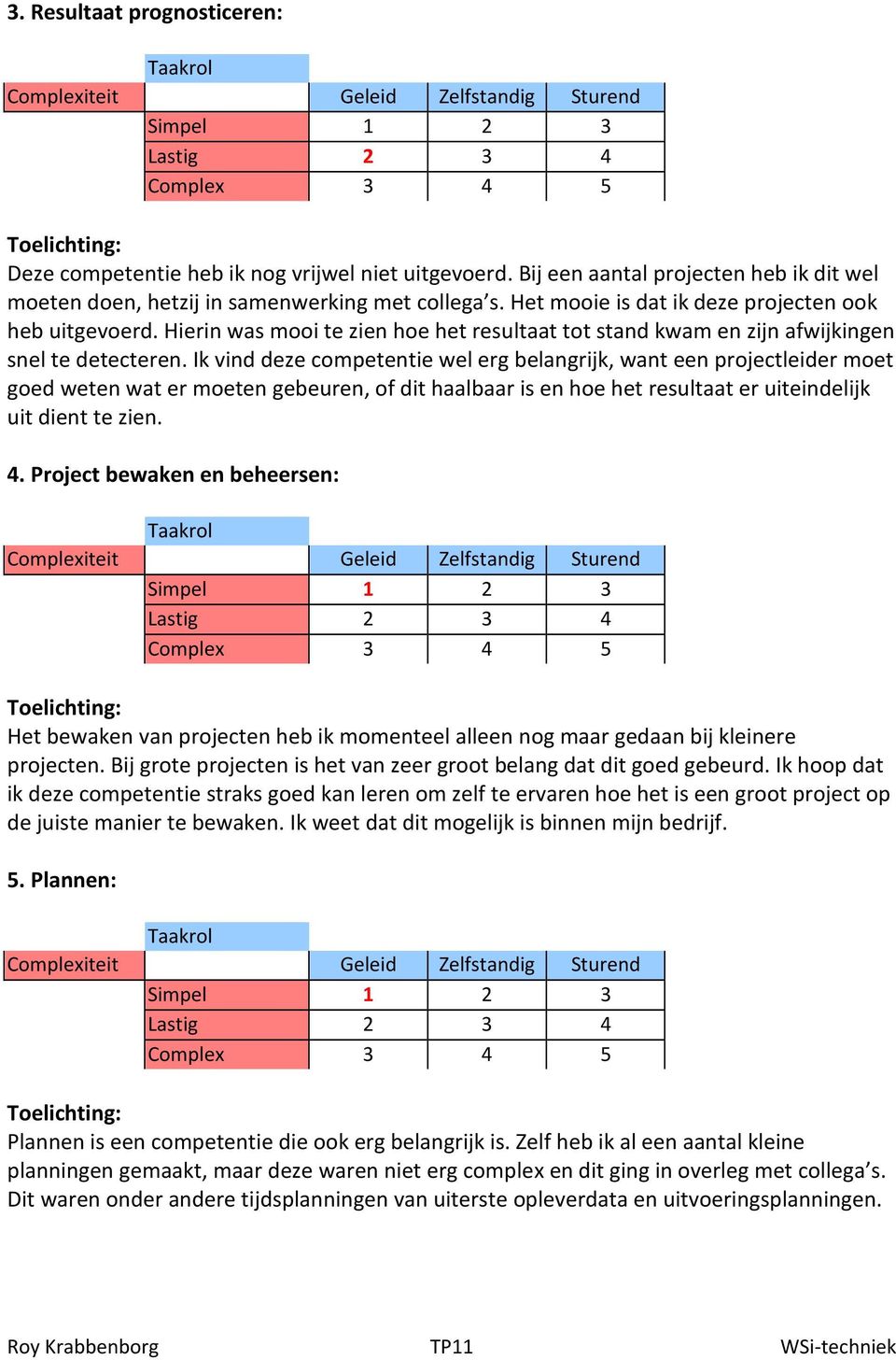 Ik vind deze competentie wel erg belangrijk, want een projectleider moet goed weten wat er moeten gebeuren, of dit haalbaar is en hoe het resultaat er uiteindelijk uit dient te zien. 4.