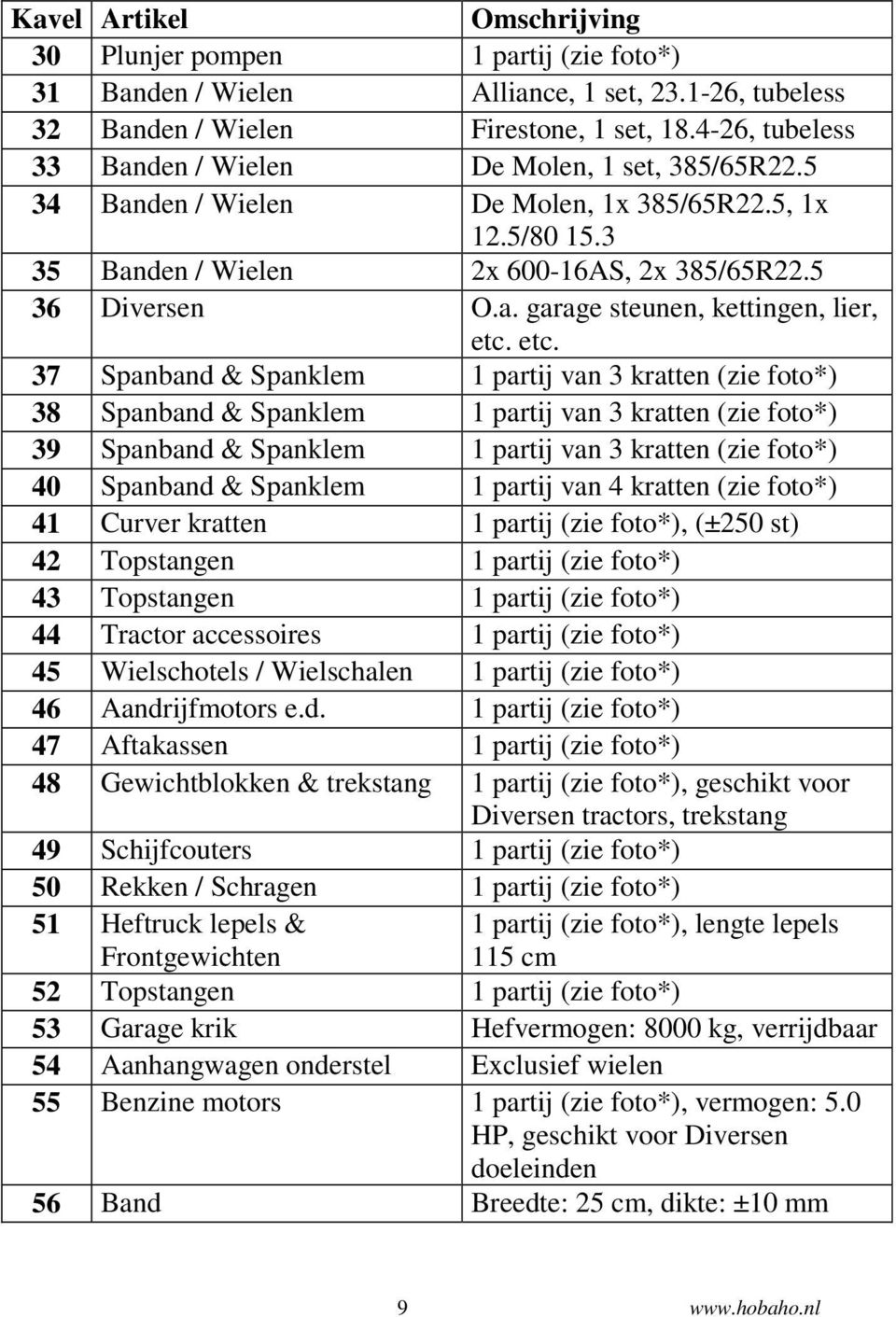 etc. 37 Spanband & Spanklem 1 partij van 3 kratten (zie foto*) 38 Spanband & Spanklem 1 partij van 3 kratten (zie foto*) 39 Spanband & Spanklem 1 partij van 3 kratten (zie foto*) 40 Spanband &