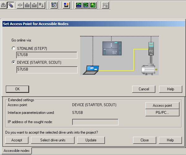 In de PG/PC settings onder Options dient bij Interface Parameter Assignment Used de S7USB te worden ingesteld. Bevestigen met OK.