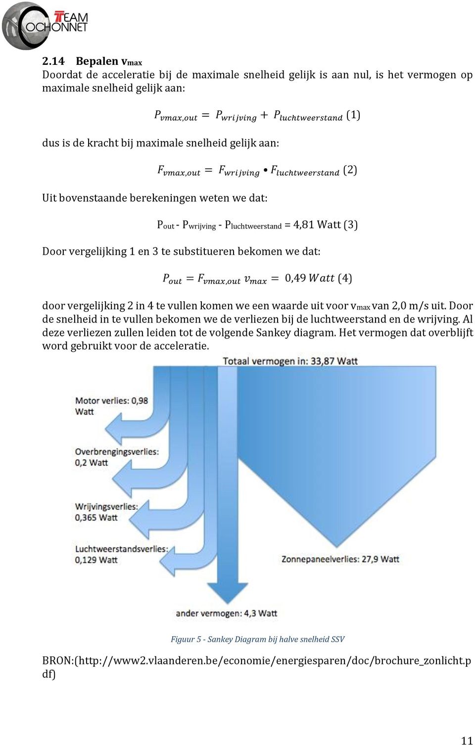 te substitueren bekomen we dat: P out = F vmax,out v max = 0,49 Watt (4) door vergelijking 2 in 4 te vullen komen we een waarde uit voor vmax van 2,0 m/s uit.