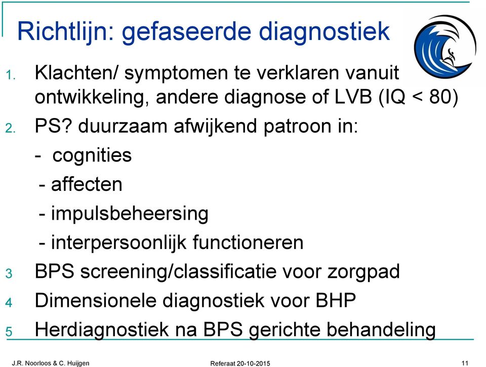 duurzaam afwijkend patroon in: - cognities - affecten - impulsbeheersing - interpersoonlijk