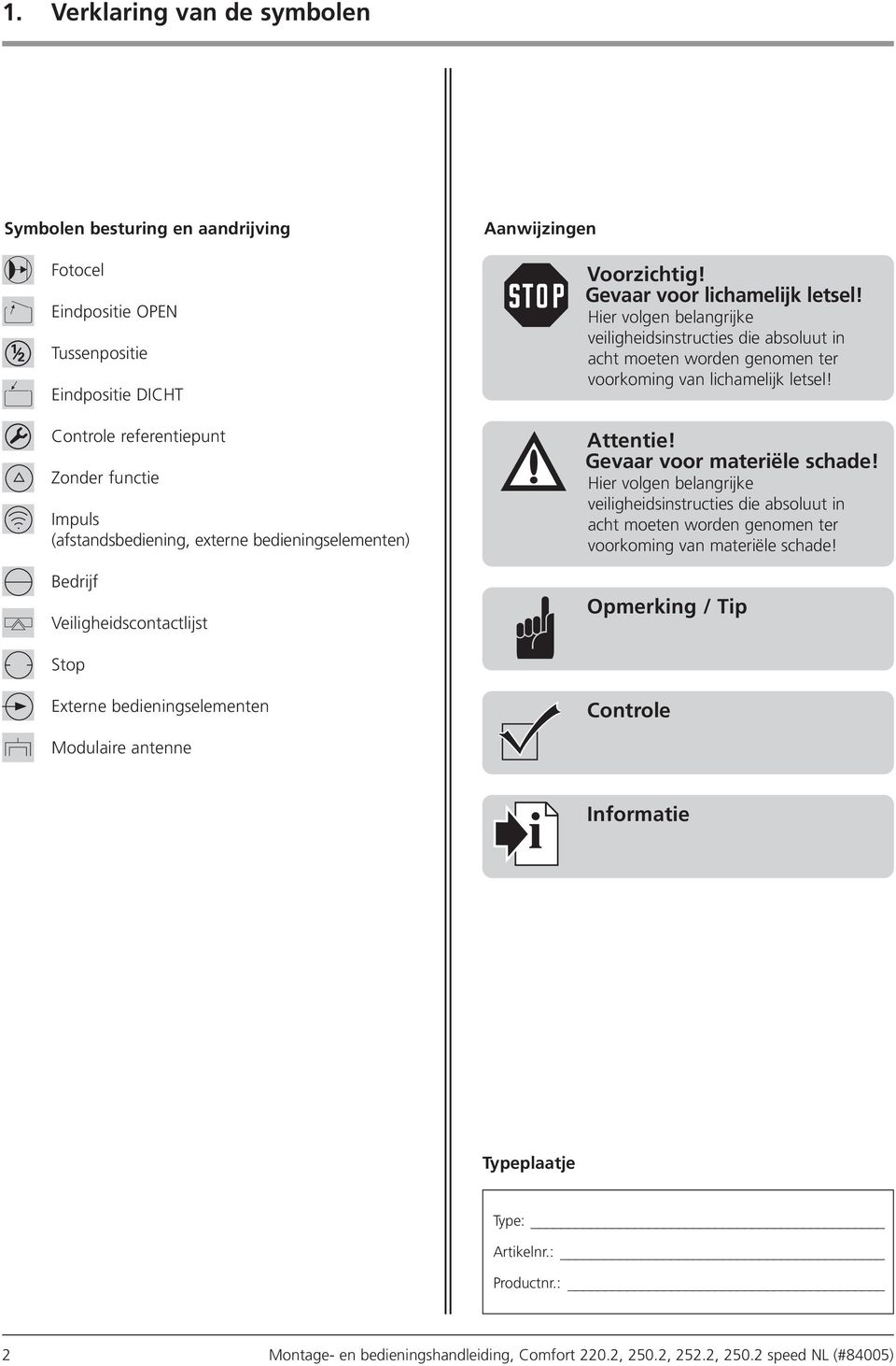 Hier volgen belangrijke veiligheidsinstructies die absoluut in acht moeten worden genomen ter voorkoming van lichamelijk letsel! Attentie! Gevaar voor materiële schade!