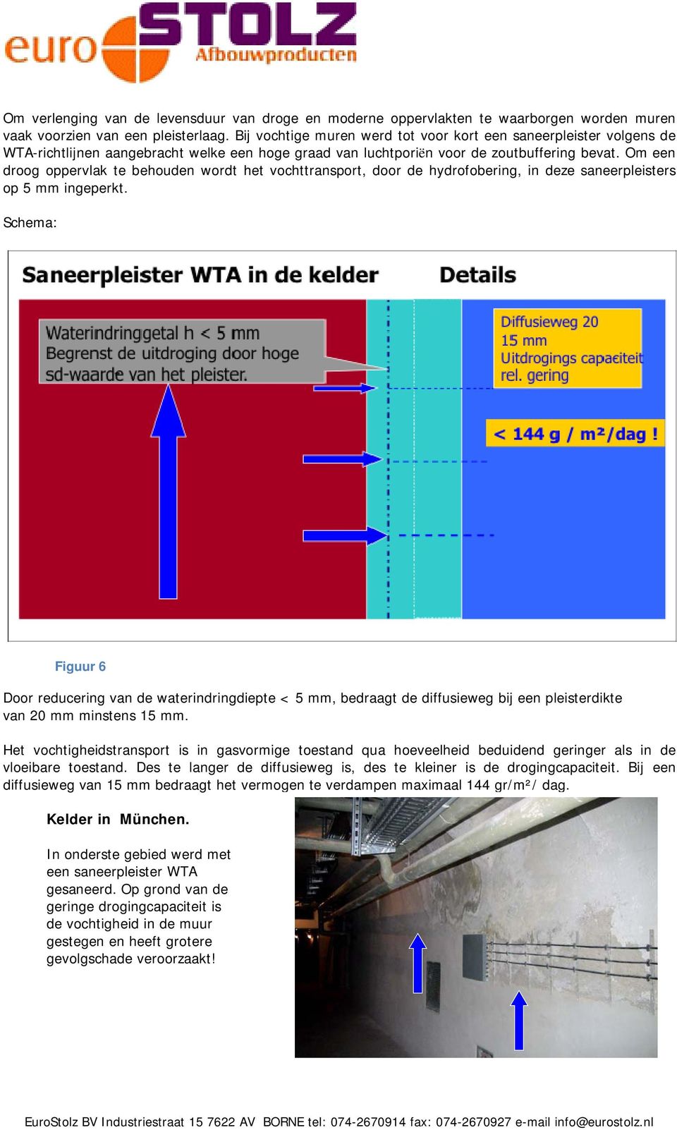 Om een droog oppervlak te behouden wordt het vochttransport, door de hydrofobering, in deze saneerpleisters op 5 mm ingeperkt.