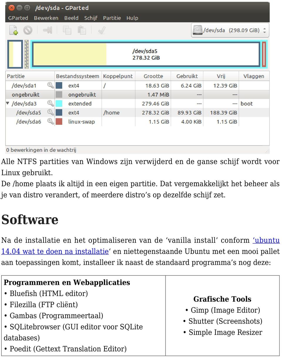 Software Na de installatie en het optimaliseren van de vanilla install conform ubuntu 14.