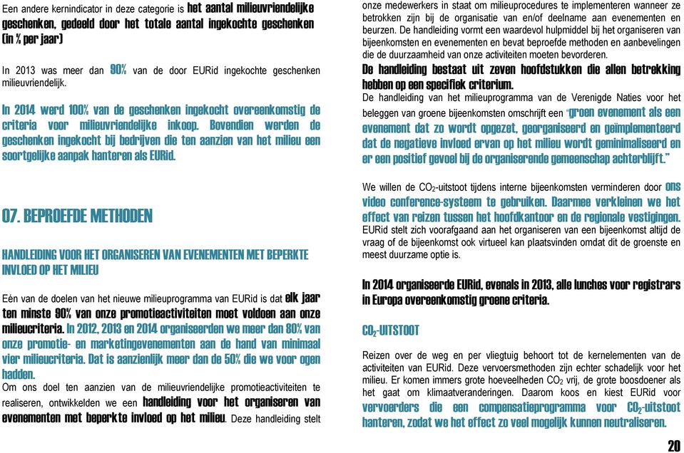 Bovendien werden de geschenken ingekocht bij bedrijven die ten aanzien van het milieu een soortgelijke aanpak hanteren als EURid. 07.