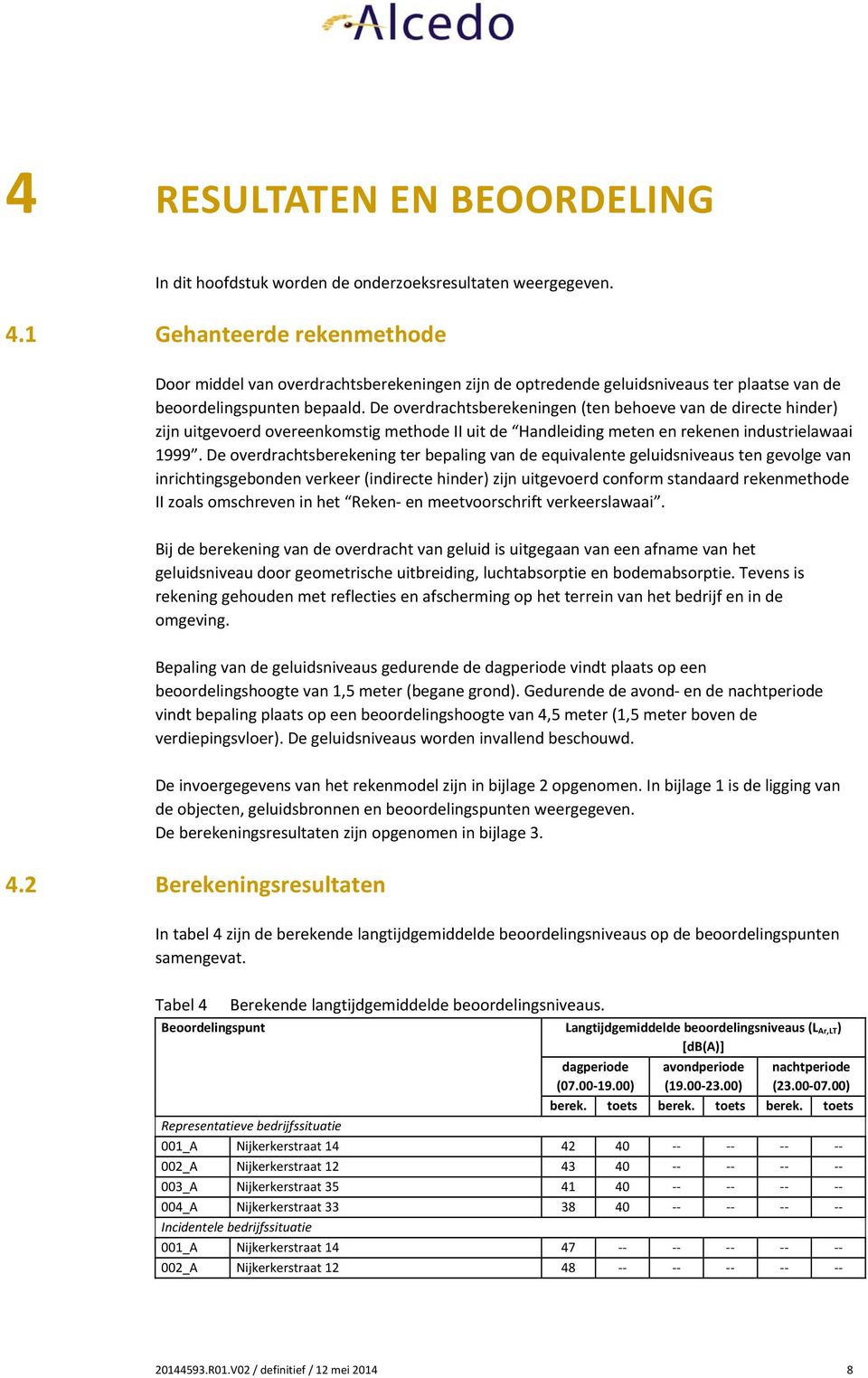 De overdrachtsberekeningen (ten behoeve van de directe hinder) zijn uitgevoerd overeenkomstig methode II uit de Handleiding meten en rekenen industrielawaai 1999.