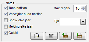 En kunt u ook het tonen van de grote knoppen geheel uit- of aanzetten. Dan zien we ook nog: Bij Toon notities kunt u aangeven of u wel of geen notitieblok op uw scherm wilt hebben.