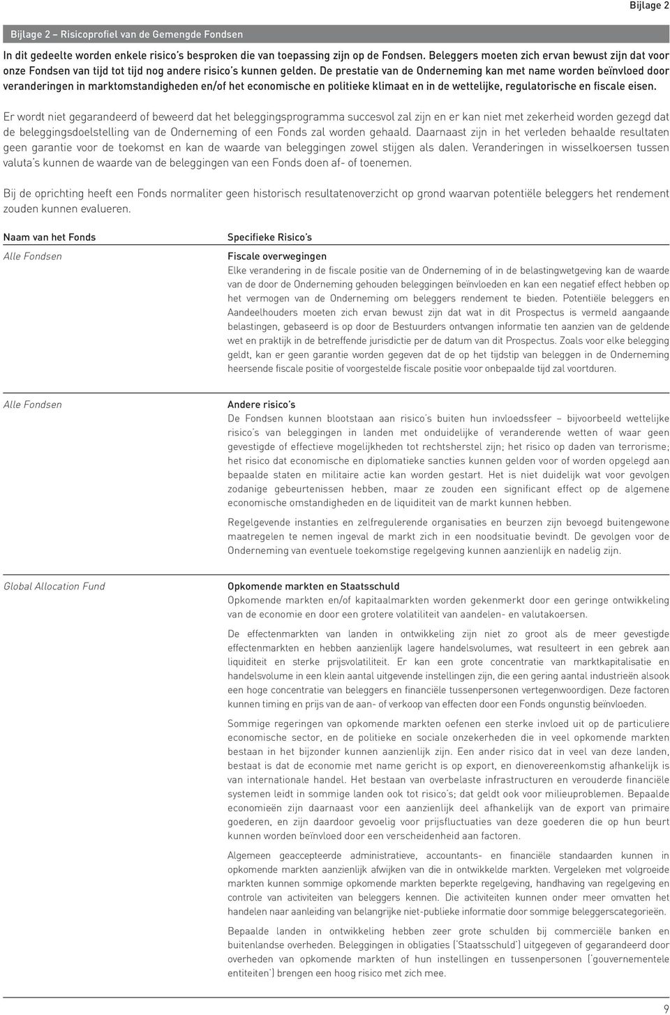 De prestatie van de Onderneming kan met name worden beïnvloed door veranderingen in marktomstandigheden en/of het economische en politieke klimaat en in de wettelijke, regulatorische en fiscale eisen.