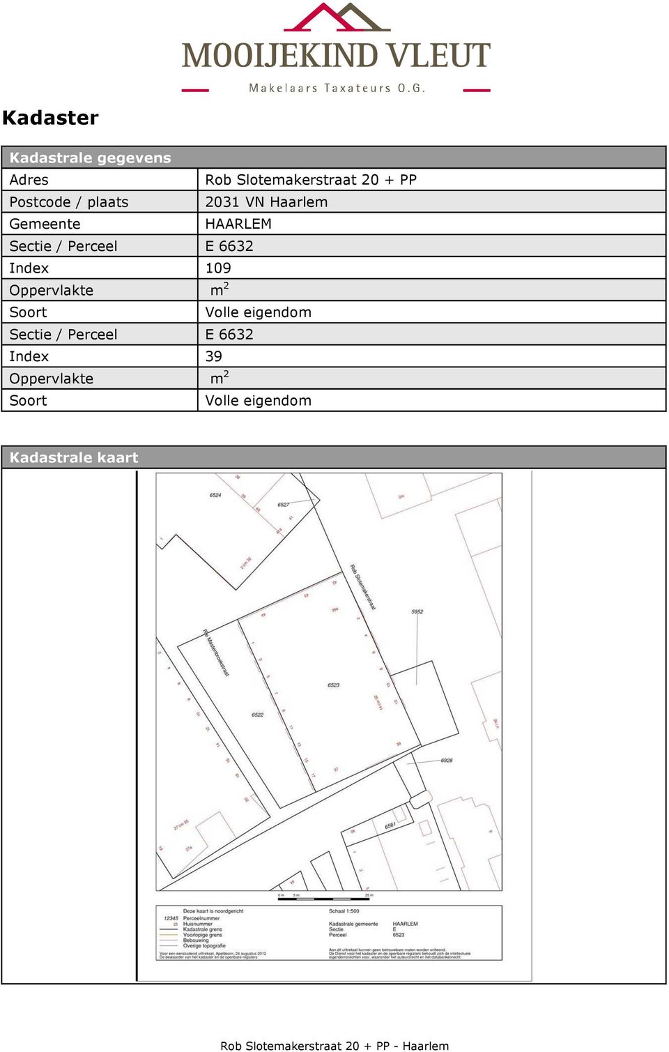 E 6632 Index 109 Oppervlakte m 2 Soort Volle eigendom Sectie /