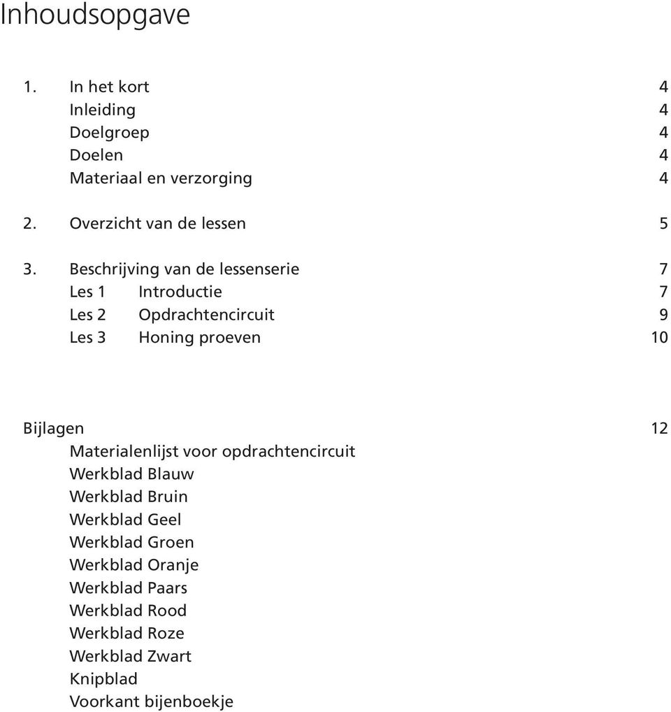 Beschrijving van de lessenserie 7 Les 1 Introductie 7 Les 2 Opdrachtencircuit 9 Les 3 Honing proeven 10