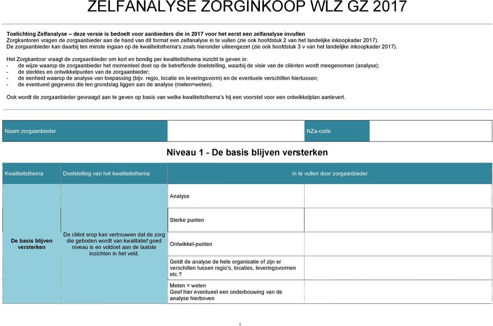 De zorgaanbieder kan daarbij ten minste ingaan op de kwaliteitsthema's zoals hieronder uiteengezet (zie ook hoofdstuk 3 v van het landelijke inkoopkader 2017).