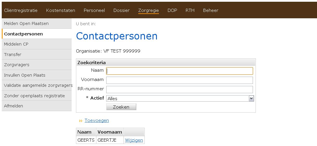 1 Toegang tot de applicatie 1.1 Mandateren van een contactpersoon U kan als voorziening zelf contactpersonen toevoegen. 1. Klik op zorgregie (figuur 1). 2.