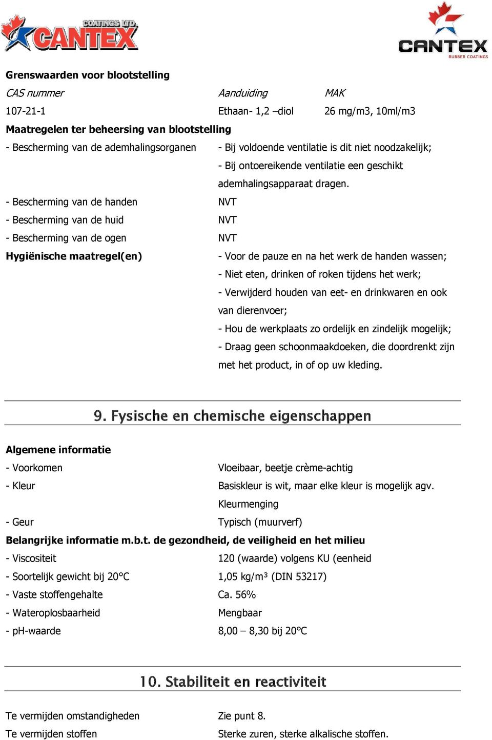 - Bescherming van de handen NVT - Bescherming van de huid NVT - Bescherming van de ogen NVT Hygiënische maatregel(en) - Voor de pauze en na het werk de handen wassen; - Niet eten, drinken of roken