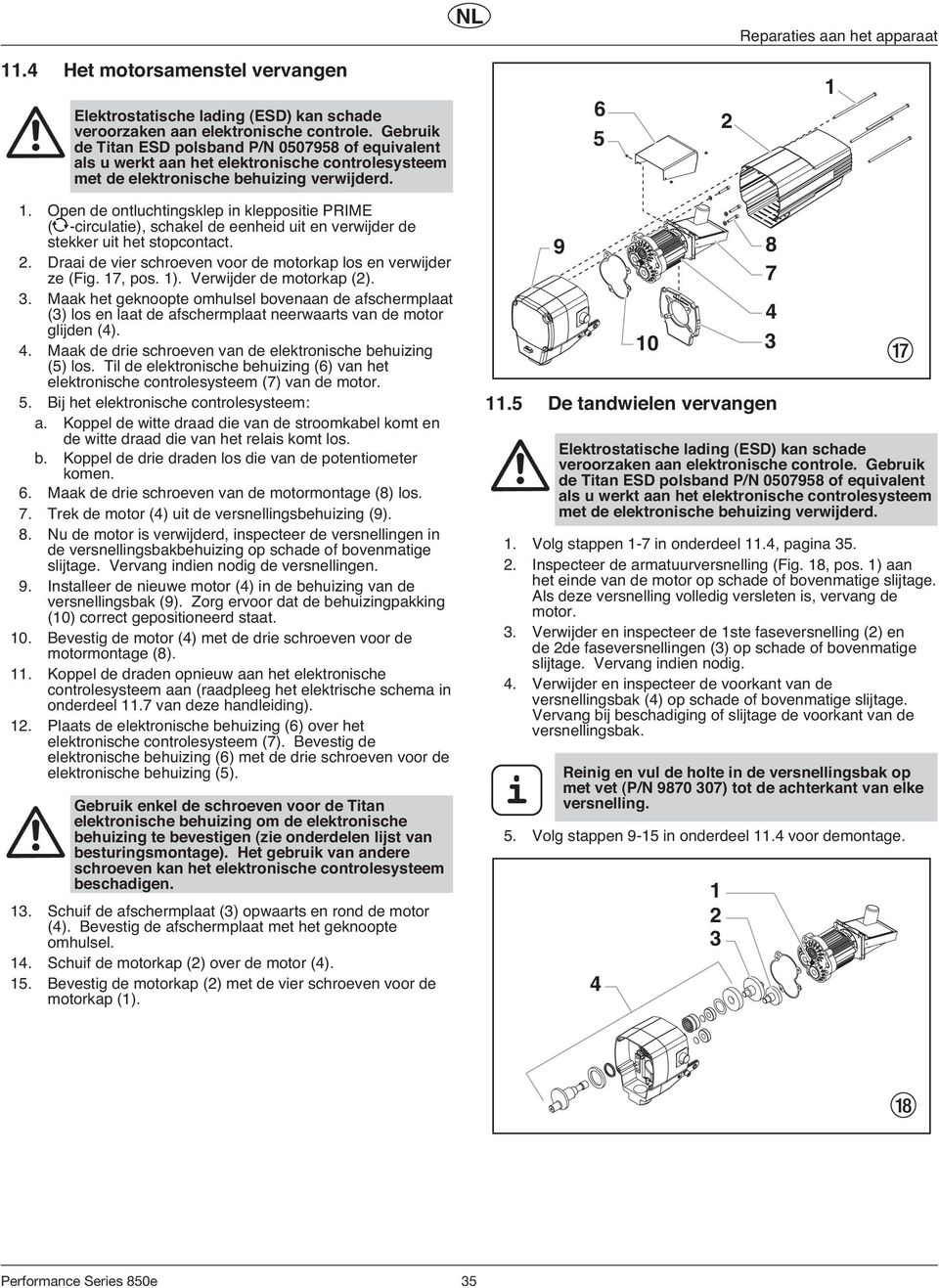 Open de ontluchtingsklep in kleppositie PRIME ( -circulatie), schakel de eenheid uit en verwijder de stekker uit het stopcontact.. Draai de vier schroeven voor de motorkap los en verwijder ze (Fig.