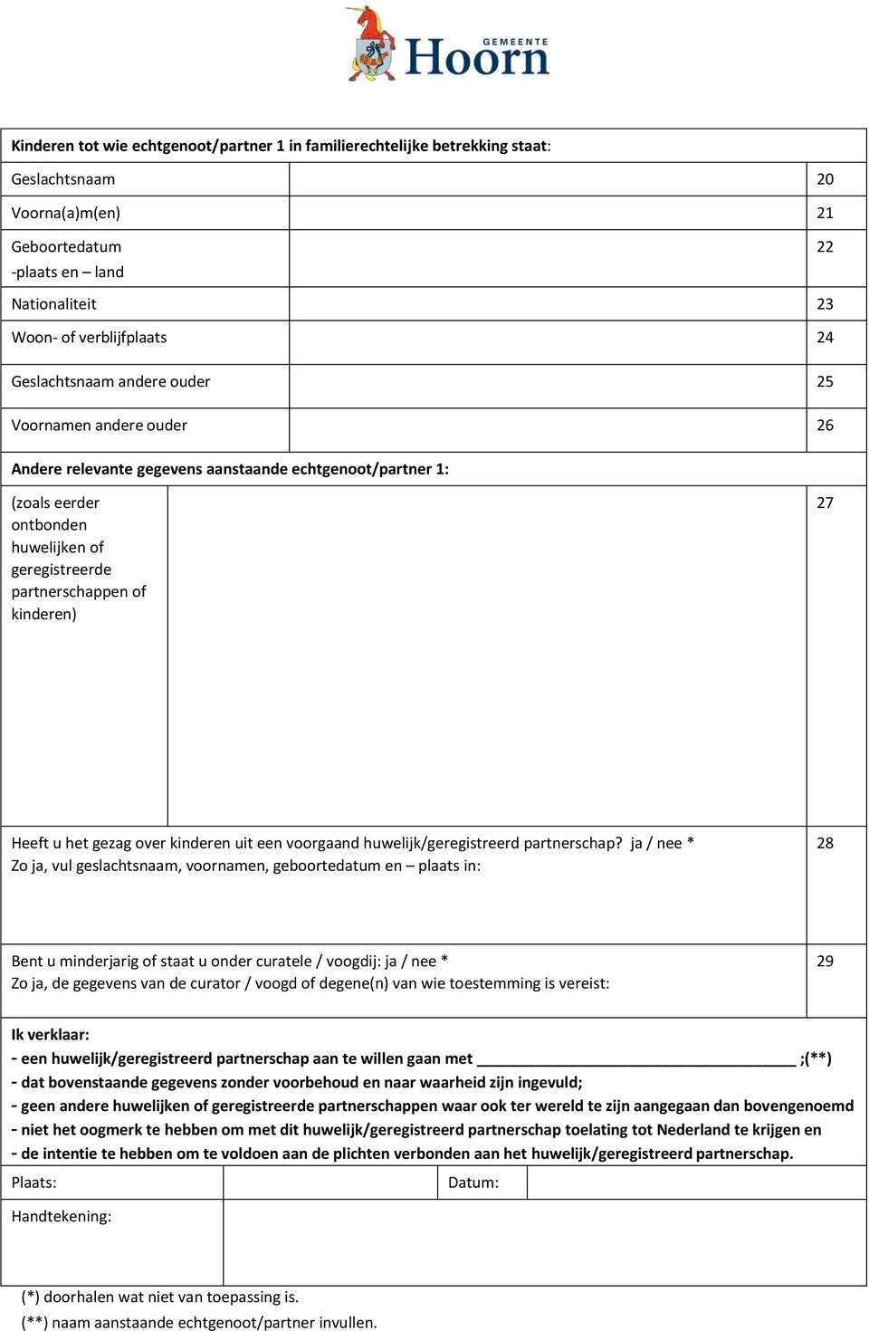 over kinderen uit een voorgaand huwelijk/geregistreerd partnerschap?