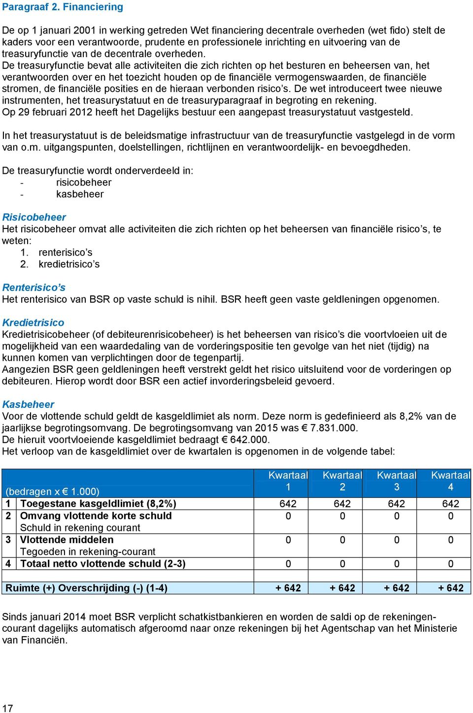 treasuryfunctie van de decentrale overheden.