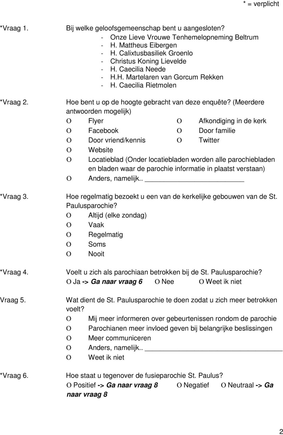 (Meerdere antwoorden mogelijk) Ο Flyer Ο Afkondiging in de kerk Ο Facebook Ο Door familie Ο Door vriend/kennis Ο Twitter Ο Website Ο Locatieblad (Onder locatiebladen worden alle parochiebladen en